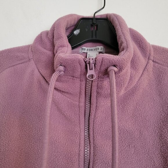 Forever 21 Purple Fleece Full Zipper Drawstring Long Sleeve Cozy Jacket Size XS - Picture 4 of 10